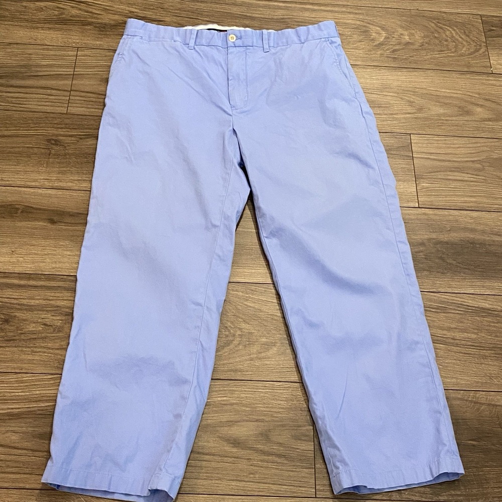 VTG Polo Golf Ralph Lauren Mens Pant Flat Front Light Blue Shield‎ Crest 34x28